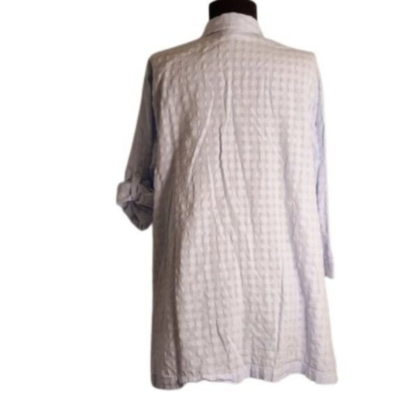 J.Jill 2X Womens Textured Seersucker Button Down Shirt Blouse Light Blue - Picture 3 of 10